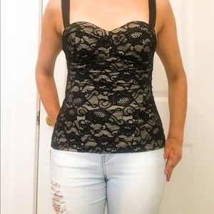 Black lace push-up tank 34A